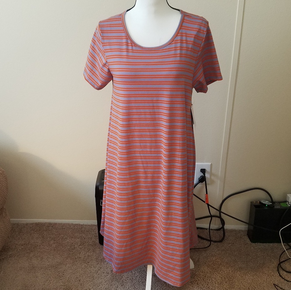 Nwt's Lularoe Striped Carly Dress Medium